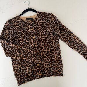 Zara Leopard Print Button-Up Cardigan - Brown & Black